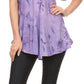 Sakkas Hana Tie Dye Relaxed Fit Embroidery Cap Sleeves Peasant Batik Blouse / Top