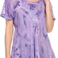Sakkas Hana Tie Dye Relaxed Fit Embroidery Cap Sleeves Peasant Batik Blouse / Top