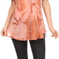 Sakkas Hana Tie Dye Relaxed Fit Embroidery Cap Sleeves Peasant Batik Blouse / Top
