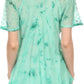 Sakkas Hana Tie Dye Relaxed Fit Embroidery Cap Sleeves Peasant Batik Blouse / Top