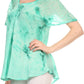 Sakkas Hana Tie Dye Relaxed Fit Embroidery Cap Sleeves Peasant Batik Blouse / Top