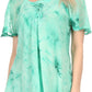 Sakkas Hana Tie Dye Relaxed Fit Embroidery Cap Sleeves Peasant Batik Blouse / Top