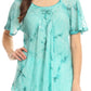 Sakkas Hana Tie Dye Relaxed Fit Embroidery Cap Sleeves Peasant Batik Blouse / Top