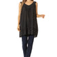 Sakkas Rita Womens Picot Trim V Neck Tank Blouse With Seqins And Embroidery