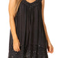 Sakkas Rita Womens Picot Trim V Neck Tank Blouse With Seqins And Embroidery