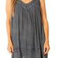 Sakkas Rita Womens Picot Trim V Neck Tank Blouse With Seqins And Embroidery