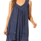 Sakkas Rita Womens Picot Trim V Neck Tank Blouse With Seqins And Embroidery