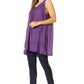 Sakkas Rita Womens Picot Trim V Neck Tank Blouse With Seqins And Embroidery