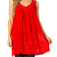 Sakkas Rita Womens Picot Trim V Neck Tank Blouse With Seqins And Embroidery
