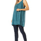 Sakkas Rita Womens Picot Trim V Neck Tank Blouse With Seqins And Embroidery