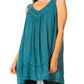 Sakkas Rita Womens Picot Trim V Neck Tank Blouse With Seqins And Embroidery