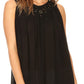 Sakkas Rita Womens Picot Trim V Neck Tank Blouse With Seqins And Embroidery