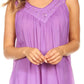 Sakkas Rita Womens Picot Trim V Neck Tank Blouse With Seqins And Embroidery