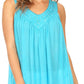 Sakkas Rita Womens Picot Trim V Neck Tank Blouse With Seqins And Embroidery