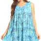 Sakkas Nadiyah Long Scoop Neck Embroidered Tank Top Sleeveless Blouse Shirt Top