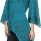 Sakkas Gella Button Down Blouse Top With Bell Sleeves And Handkerchief Sides