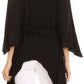 Sakkas Gella Button Down Blouse Top With Bell Sleeves And Handkerchief Sides