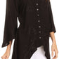 Sakkas Gella Button Down Blouse Top With Bell Sleeves And Handkerchief Sides
