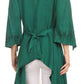 Sakkas Gella Button Down Blouse Top With Bell Sleeves And Handkerchief Sides