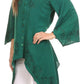 Sakkas Gella Button Down Blouse Top With Bell Sleeves And Handkerchief Sides