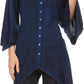 Sakkas Gella Button Down Blouse Top With Bell Sleeves And Handkerchief Sides