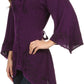 Sakkas Gella Button Down Blouse Top With Bell Sleeves And Handkerchief Sides