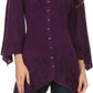 Sakkas Gella Button Down Blouse Top With Bell Sleeves And Handkerchief Sides