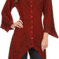 Sakkas Gella Button Down Blouse Top With Bell Sleeves And Handkerchief Sides