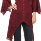 Sakkas Gella Button Down Blouse Top With Bell Sleeves And Handkerchief Sides