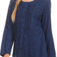 Sakkas Fedella Deep Scoop Neck Long Sleeve Blouse Top With Adjustable Back Straps