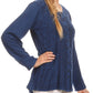Sakkas Fedella Deep Scoop Neck Long Sleeve Blouse Top With Adjustable Back Straps