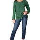 Sakkas Fedella Deep Scoop Neck Long Sleeve Blouse Top With Adjustable Back Straps
