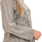 Sakkas Fedella Deep Scoop Neck Long Sleeve Blouse Top With Adjustable Back Straps