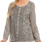 Sakkas Fedella Deep Scoop Neck Long Sleeve Blouse Top With Adjustable Back Straps