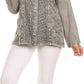 Sakkas Fedella Deep Scoop Neck Long Sleeve Blouse Top With Adjustable Back Straps