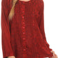 Sakkas Fedella Deep Scoop Neck Long Sleeve Blouse Top With Adjustable Back Straps