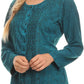 Sakkas Fedella Deep Scoop Neck Long Sleeve Blouse Top With Adjustable Back Straps