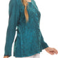 Sakkas Fedella Deep Scoop Neck Long Sleeve Blouse Top With Adjustable Back Straps