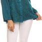 Sakkas Fedella Deep Scoop Neck Long Sleeve Blouse Top With Adjustable Back Straps