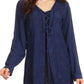 Sakkas Caylyan Long Adjustable Embroidered Long Sleeve Blouse With Corset Top