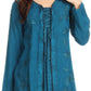 Sakkas Caylyan Long Adjustable Embroidered Long Sleeve Blouse With Corset Top