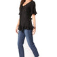 Sakkas Sayle Long Star Embroidered Blouse Shirt Top With Button Front And Ruffles