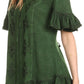 Sakkas Sayle Long Star Embroidered Blouse Shirt Top With Button Front And Ruffles