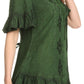 Sakkas Sayle Long Star Embroidered Blouse Shirt Top With Button Front And Ruffles