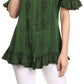 Sakkas Sayle Long Star Embroidered Blouse Shirt Top With Button Front And Ruffles
