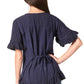Sakkas Sayle Long Star Embroidered Blouse Shirt Top With Button Front And Ruffles