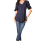 Sakkas Sayle Long Star Embroidered Blouse Shirt Top With Button Front And Ruffles