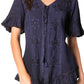 Sakkas Sayle Long Star Embroidered Blouse Shirt Top With Button Front And Ruffles