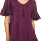 Sakkas Sayle Long Star Embroidered Blouse Shirt Top With Button Front And Ruffles