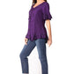Sakkas Sayle Long Star Embroidered Blouse Shirt Top With Button Front And Ruffles